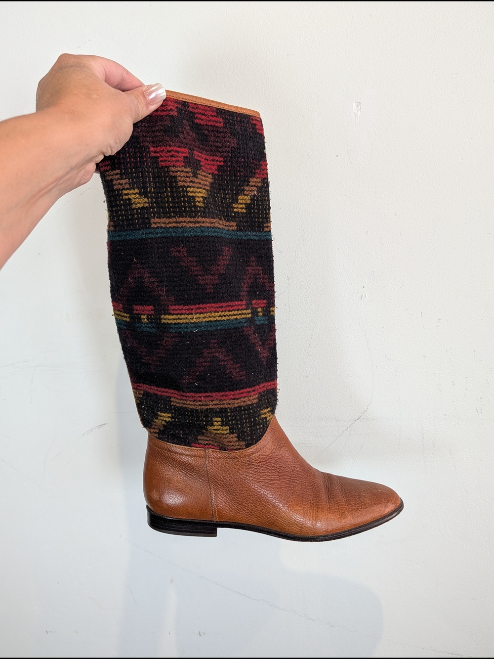 UNISA TEXTILE TALL LEATHER BOOT, SIZE 8B